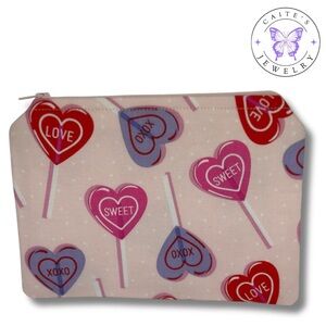 Handmade Zipper Pouch with a Valentine’s Lollipop Fabric